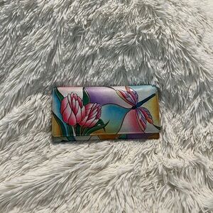 Anuschka Multicolored Exterior Wallet with Burgundy Interior